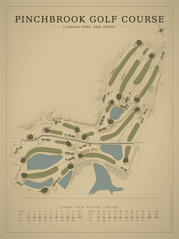 Pinchbrook Golf Course Map poster