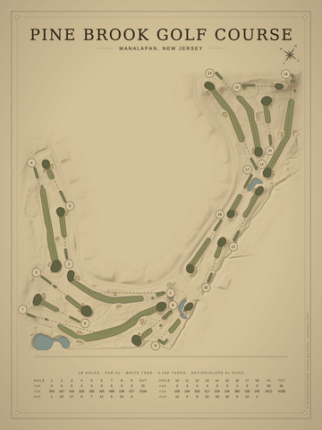 Pine Brook Golf Course Map poster