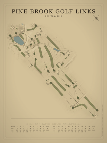 Pine Brook Golf Links Course Map poster