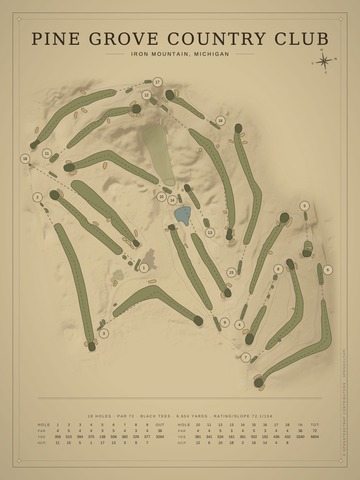 Pine Grove Country Club Course Map poster