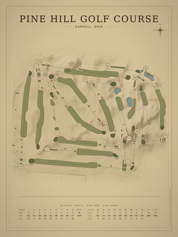 Pine Hill Golf Course Map poster