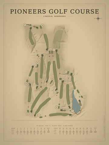 Pioneers Golf Course Map poster