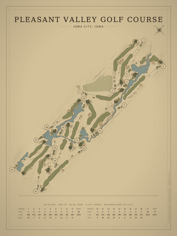 Pleasant Valley Golf Course Map poster