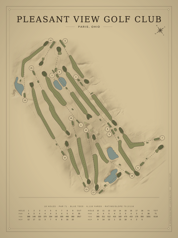 Pleasant View Golf Club Course Map poster