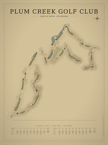 Plum Creek Golf Club Course Map poster