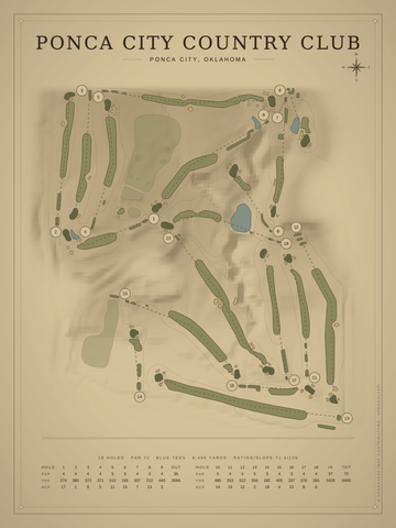 Ponca City Country Club Course Map poster