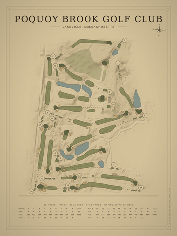 Poquoy Brook Golf Club Course Map poster