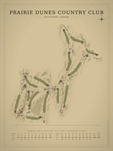 Prairie Dunes Country Club Course Map poster