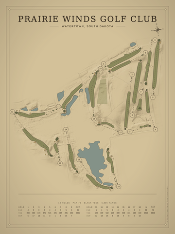 Prairie Winds Golf Club Course Map poster