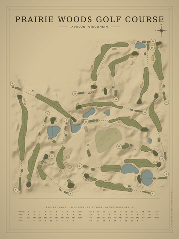 Prairie Woods Golf Course Map poster