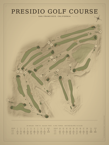 Presidio Golf Course Map poster