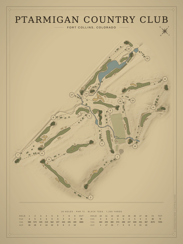 Ptarmigan Country Club Course Map poster