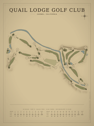 Quail Lodge Golf Club Course Map poster