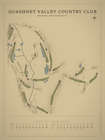 Quashnet Valley Country Club Course Map poster