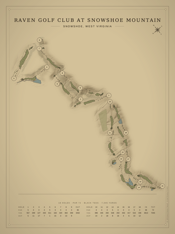Raven Golf Club at Snowshoe Mountain Course Map poster