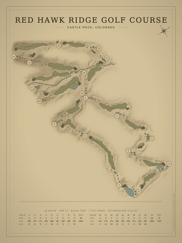 Red Hawk Ridge Golf Course Map poster