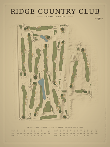 Ridge Country Club Course Map poster