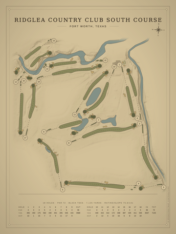 Ridglea Country Club South Course Map poster