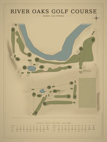 River Oaks Golf Course and Event Center Course Map poster