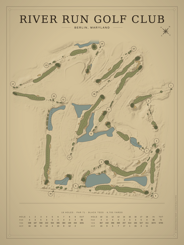 River Run Golf Club Course Map poster