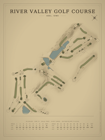 River Valley Golf Course Map poster