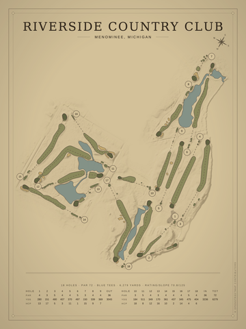Riverside Country Club Course Map poster