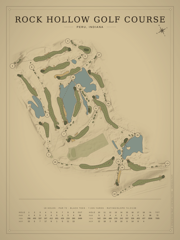 Rock Hollow Golf Course Map poster