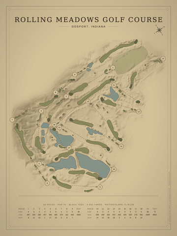 Rolling Meadows Golf Course Map poster
