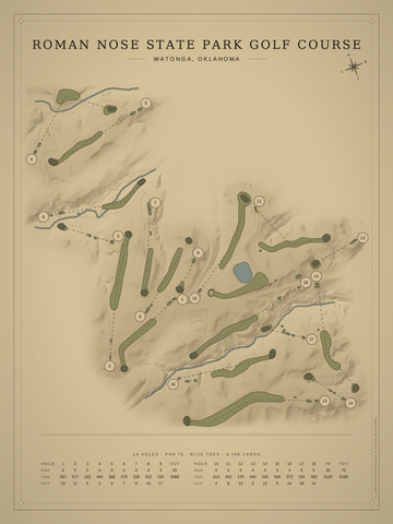 Roman Nose State Park Golf Course Map poster