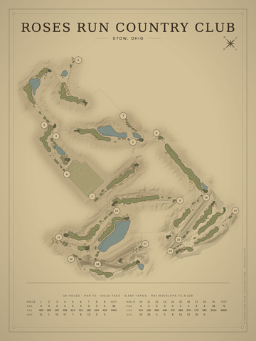 Roses Run Country Club Course Map poster