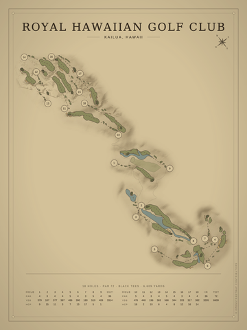 Royal Hawaiian Golf Club Course Map poster