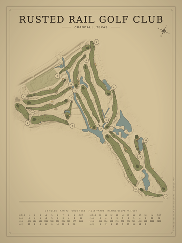 Rusted Rail Golf Club Course Map poster