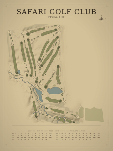 Safari Golf Club Course Map poster