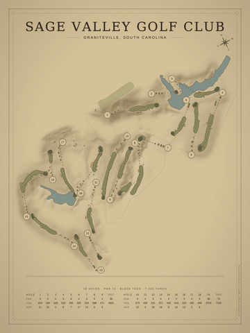 Sage Valley Golf Club Course Map poster