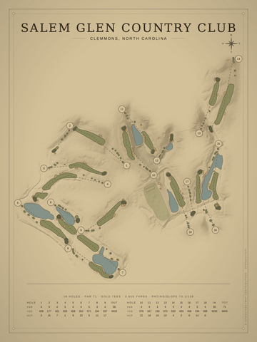 Salem Glen Country Club Course Map poster
