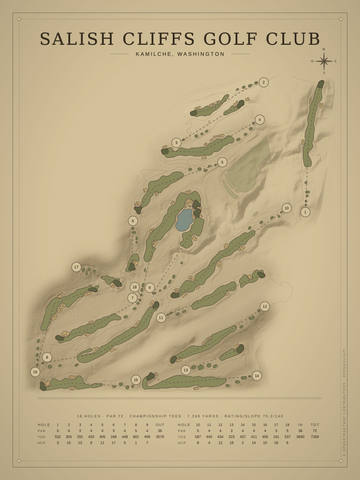 Salish Cliffs Golf Club Course Map poster