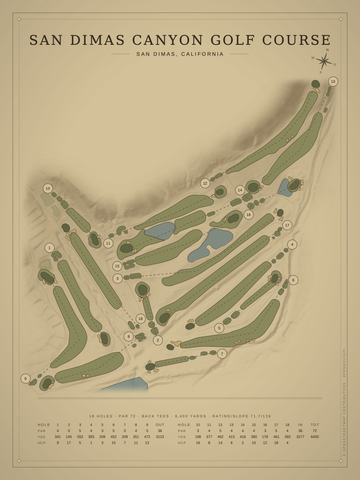 San Dimas Canyon Golf Course Map poster