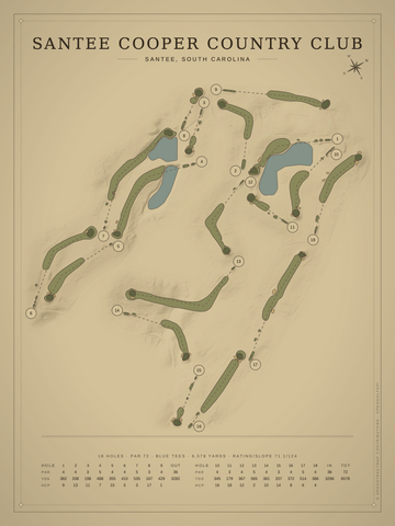 Santee Cooper Country Club Course Map poster