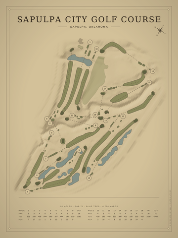 Sapulpa City Golf Course Map poster