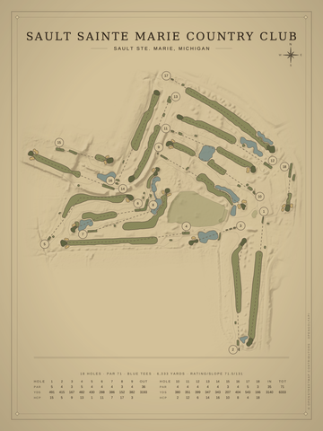 Sault Sainte Marie Country Club Course Map poster