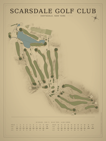 Scarsdale Golf Club Course Map poster