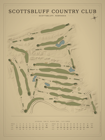 Scottsbluff Country Club Course Map poster