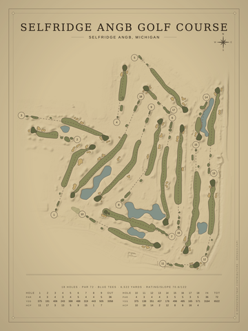 Selfridge ANGB Golf Course Map poster