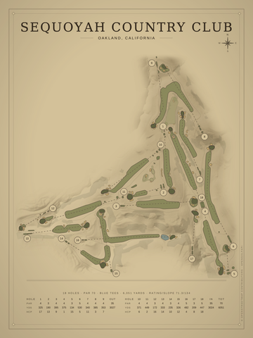 Sequoyah Country Club Course Map poster