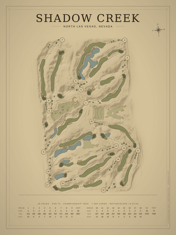 Shadow Creek Course Map poster