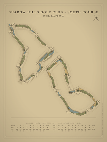 Shadow Hills Golf Club - South Course Map poster