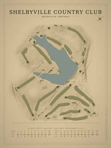 Shelbyville Country Club Course Map poster