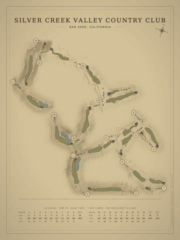 Silver Creek Valley Country Club Course Map poster
