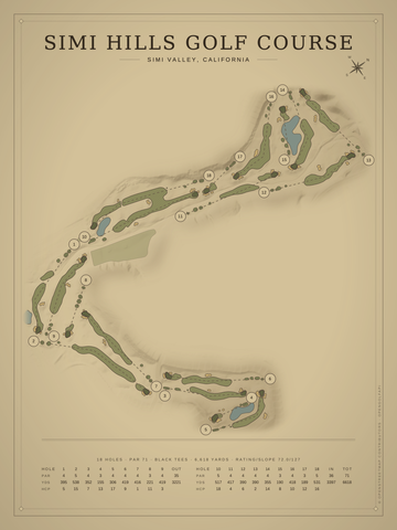 Simi Hills Golf Course Map poster