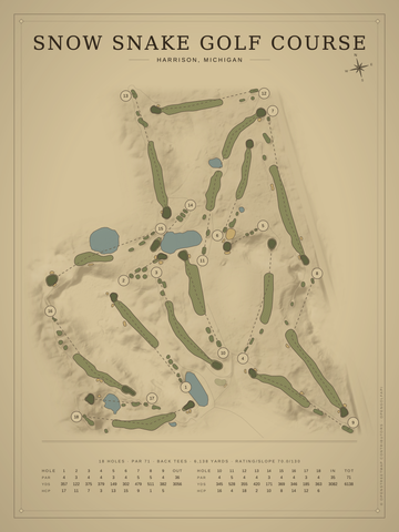Snow Snake Golf Course Map poster